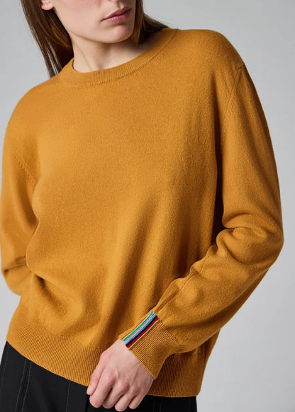 Women's Ochre Yellow Crew Neck Sweater